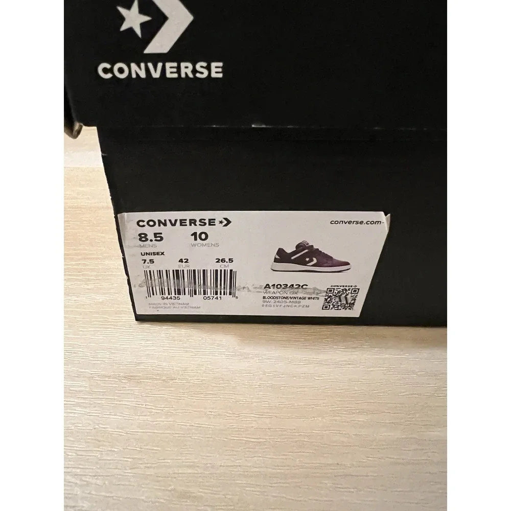 Converse Weapon Ox Sneaker Bloodstone/White Size Mens 8.5, Womens 10 New In Box - Picture 6 of 9